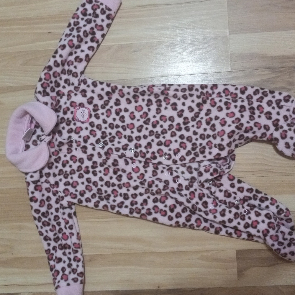 Vintage Carter's pink heart kitten footie